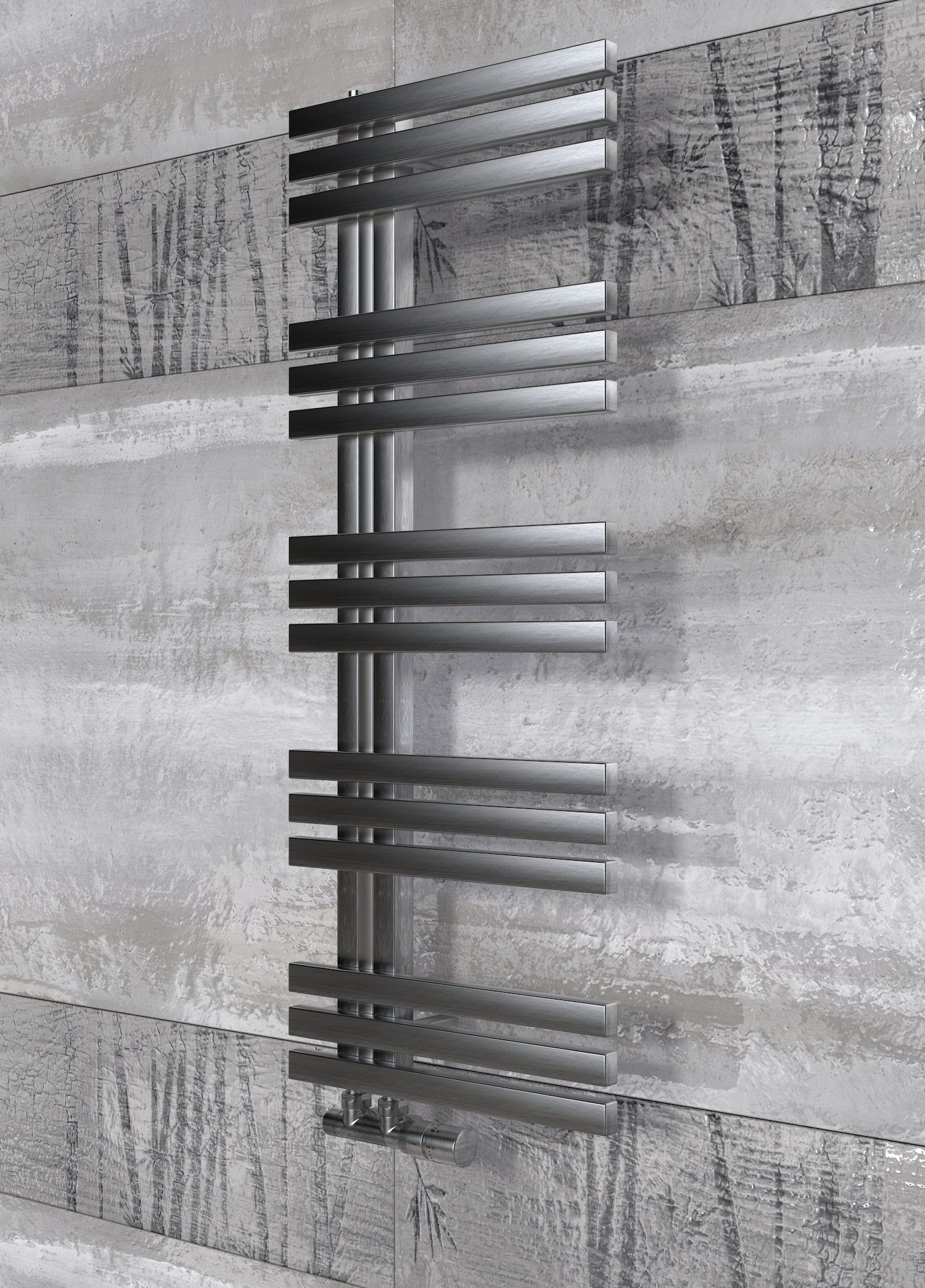 Eine silberne Heizung an einer Wand